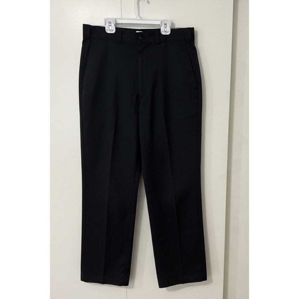 Dickies Black Flat Front Work Pants 33x32 Straight Leg Career‎ Uniform